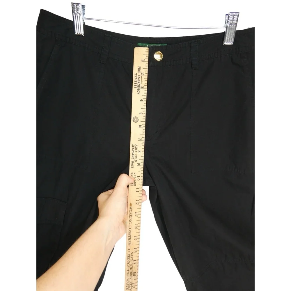 Lauren Ralph Lauren Cargo Pants Womens Size 8 Black Cropped Casual - Picture 9 of 13